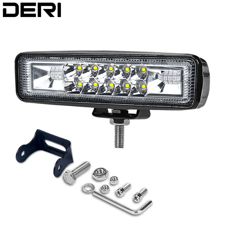 

6 inch 18W White Amber Blue Red Three in One Combo Fog Warning Flash Strobe Led Work Light for Car Truck Motorcycle 12V 24V