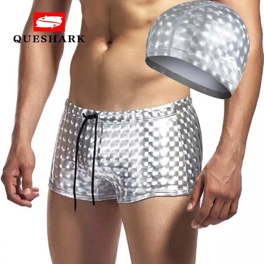 

Adjustable Men Swimwear Sexy Swimming Trunks Hot Summer Man Swim Briefs with Swim Caps Cool Beach Shorts Bathing Pool Pants