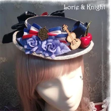 DIY Flower Bow Badge Collage Style Girls Sailor Lolita Cosplay Mini Boater Hat
