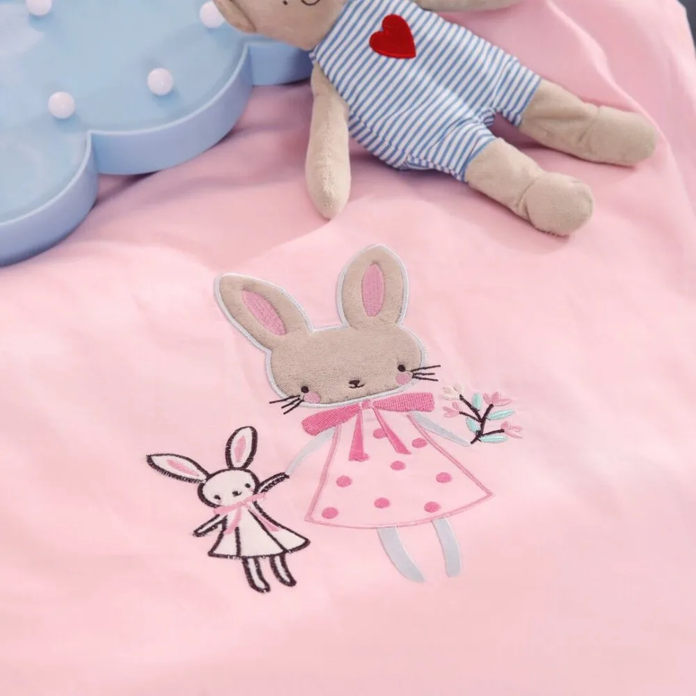 2pcs a set crib bedding set 120x150cm duvet cover 30x50cm pillowcase for baby bed children's bed 100%cotton cute princess style embroidery cartoon design (1)