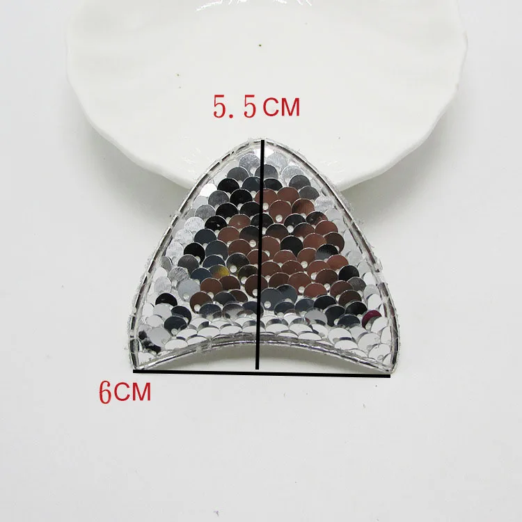 6x5,5 см 30 шт./лот блестящая аппликация с заячьими ушками для детских аксессуаров для волос DIY, Аппликации для одежды, швейные принадлежности - Цвет: silver