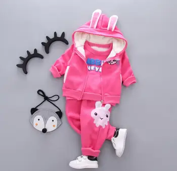 

Children's wear, 2018 new girls, three children's flannel buns, 0-2 children's cotton suits.kid children girls clothing 3 set