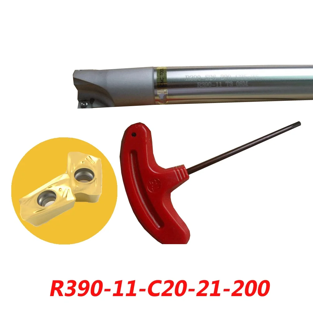 

Free Shipping R390-11-C20-21-200 Indexable Face Milling Cutter Tools For R390-11T308 Carbide Inserts Suitable For NC/CNC Machine