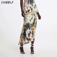 CHBBLF женские юбки с принтом на молнии сзади юбки женские повседневные плиссированные юбки с цветочным принтом faldas mujer XDL2000