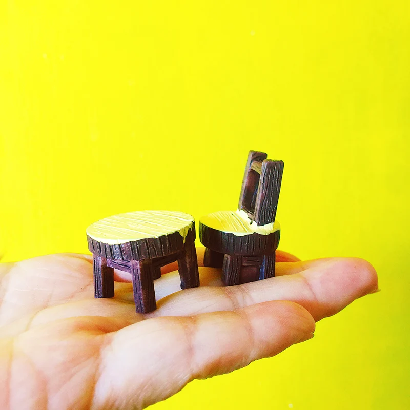 2Pcs table and chair/fairy garden gnome/moss terrarium home decor/crafts/bonsai/bottle garden/miniatures/doll house/model 2Pcs table and chair/fairy garden gnome/moss terrarium home decor/crafts/bonsai/bottle garden/miniatures/doll house/model