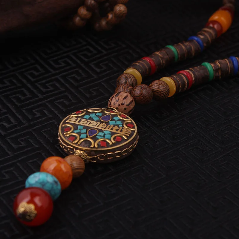 

fashion evade enamell ethnic necklace,life tree vintage plate Nepal jewelry,handmade sanwood beads vintage stone necklace