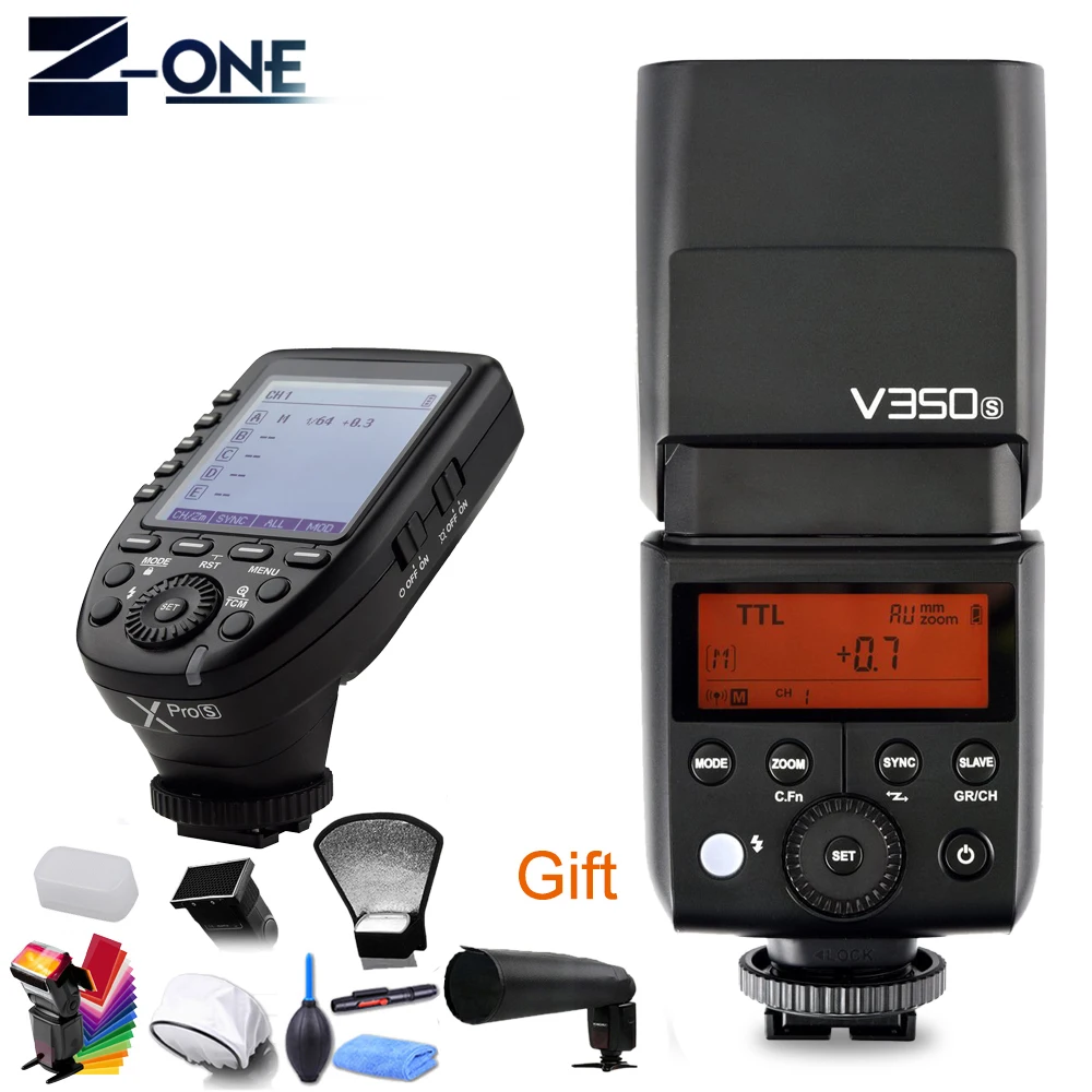 Вспышка для камеры Godox V350S HSS 1/8000s GN36 Li Ion TTL 0 1 s ~ 7 перезаряжаемый + комплект