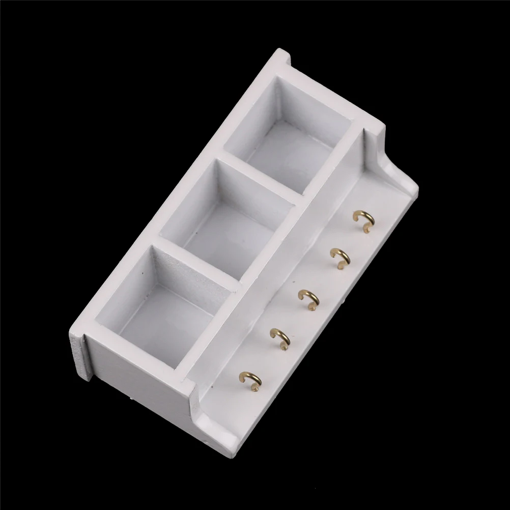 1/12 دمية أثاث مصغر المطبخ الأبيض الخشب رف الجدار الرف مع هوك مسرحية البيت لعب للأطفال الأطفال