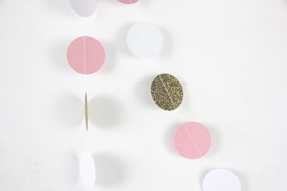 Cosplay&ware Champaign Goldpinkwhite11 Feet Circle Garland Polka Dots Paper Photo Baby Shower Bridal Wedding -Cosplayware Store