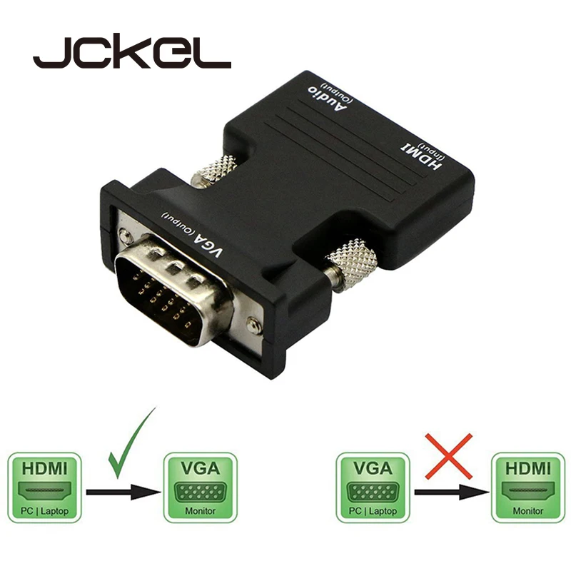JCKEL 1080P HDMI Female to VGA Male с аудио Aux Jack Кабель адаптер HD видео конвертер HDMI2VGA для HDCP PS4 TV