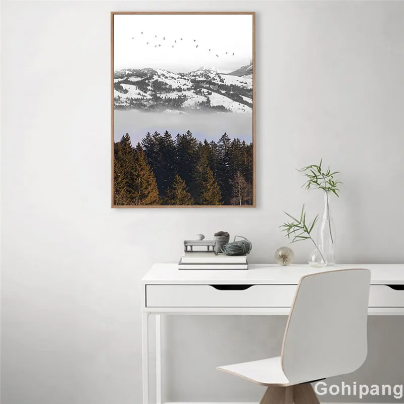Winter-Scenery-Wall-Picture-Nordic-Canvas-Painting-Living-Room-Wall-Art-Snow-Forest-Mountain-Landscape-Minimalist (2)
