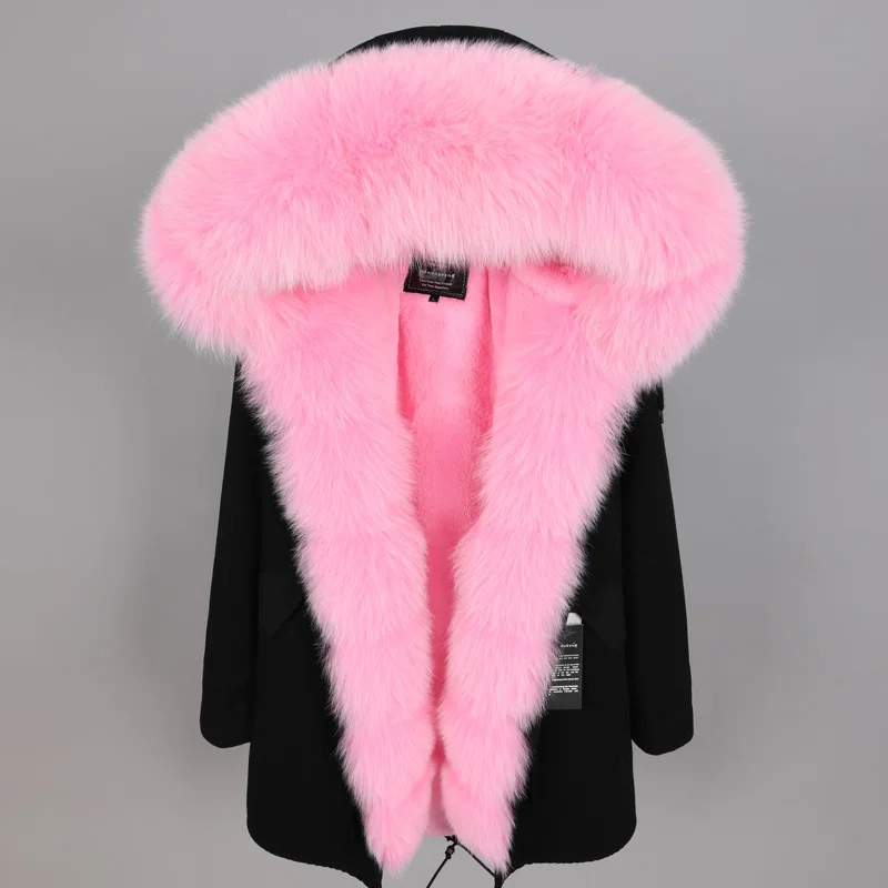 MAOMAOKONG2019 Новая женская куртка с натуральным лисьим меховым воротником зимняя женская куртка длинная парка - Цвет: 4