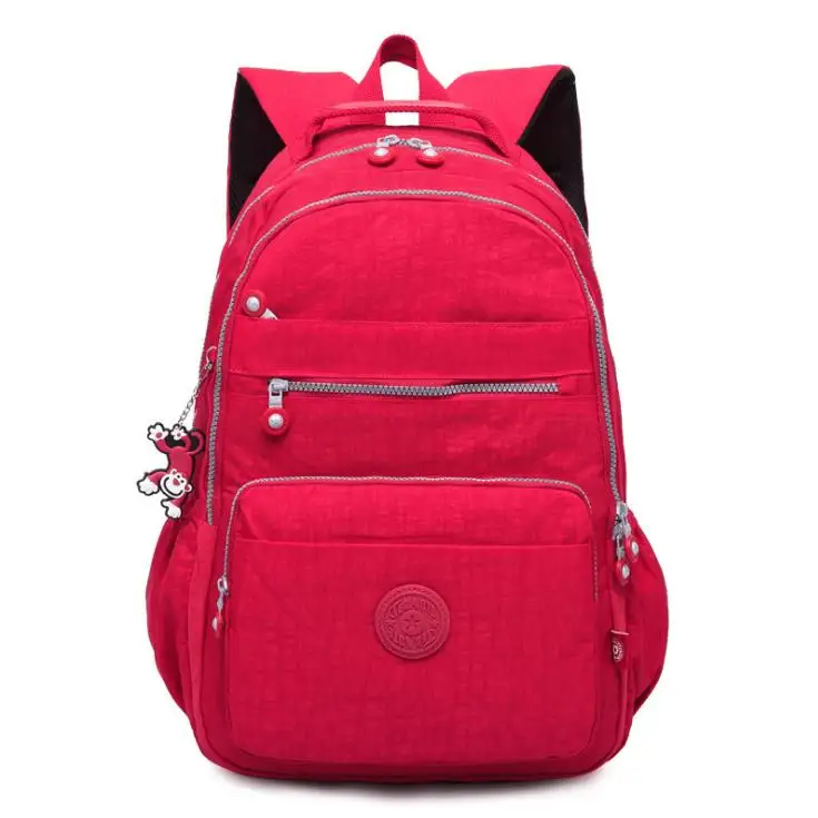 Повседневный школьный рюкзак Bolsa Kiple для девочки-подростка Mochila Escolar с брелок "Обезьяна" - Цвет: Красный