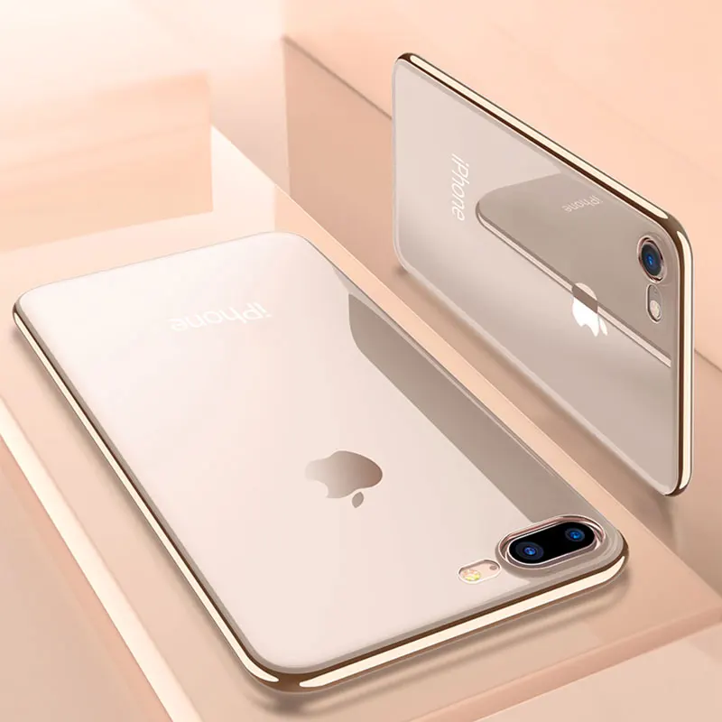 Чехол Ascromy для iPhone 7 силиконовый мягкий золотой бампер с золотым покрытием чехол 8