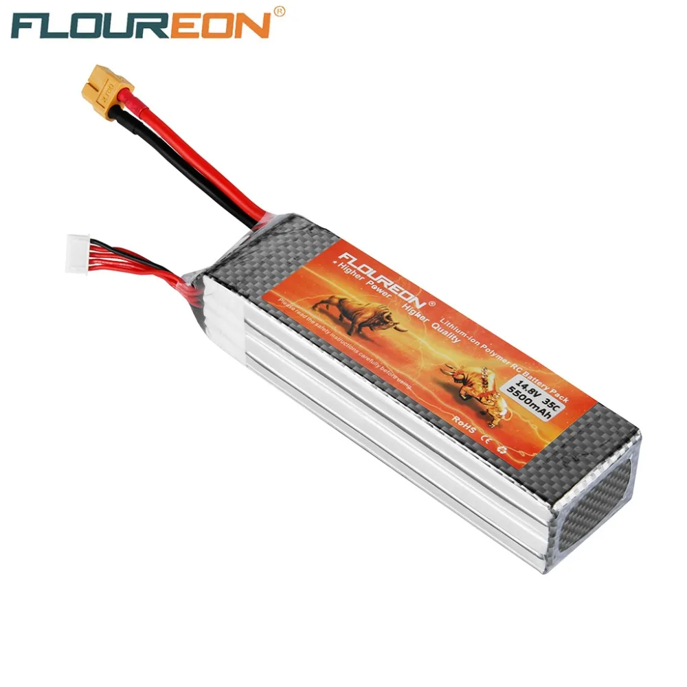 Floureon 4S 14,8 V 35C 5500 mAh литий-полимерный, Радиоуправляемый Перезаряжаемые Батарея XT60 для Радиоуправляемый вертолет, самолет с радиоуправлением лодка для любителей вертолетов