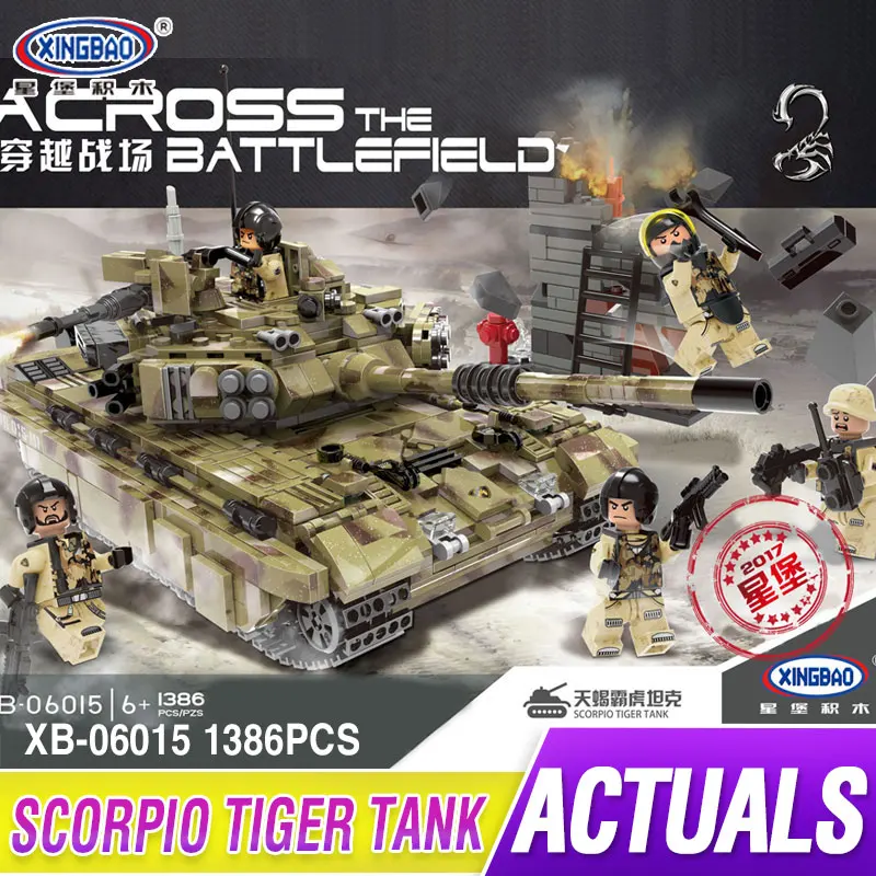 XINGBAO 06015 1386Pcs Military Series The Scorpio Tiger Tank Set Building Bricks 