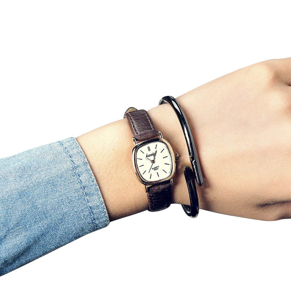 

Vintage Square Thin Faux Leather Band Unisex Quartz Analog Couple Wrist Watch