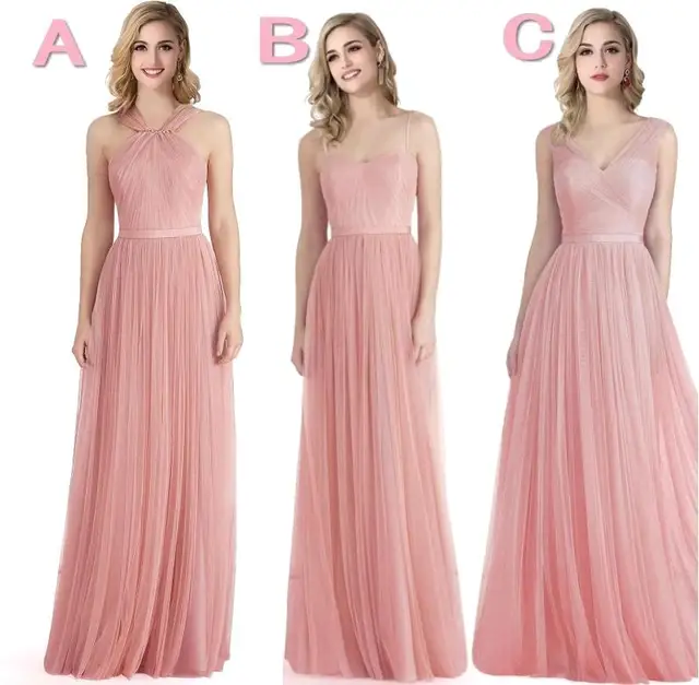 Light Pearl Pink Long Junior Bridesmaid Dresses Floor Length Wedding
