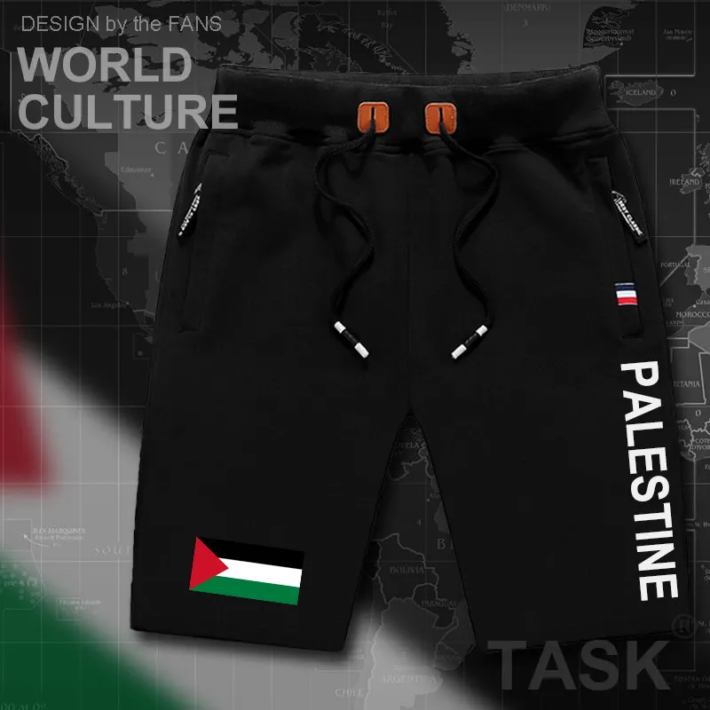State of Palestine мужские пляжные шорты мужские бордшорты Флаг Тренировки молнии карман пот Бодибилдинг PS PSE - Цвет: P01black