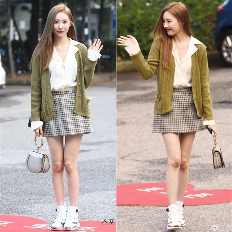 Same Knitted Sweater Cardigan Spring Autumn Dress New Army Green Short Jacket with Long Sleeve Sweater 2019 Clothes Women