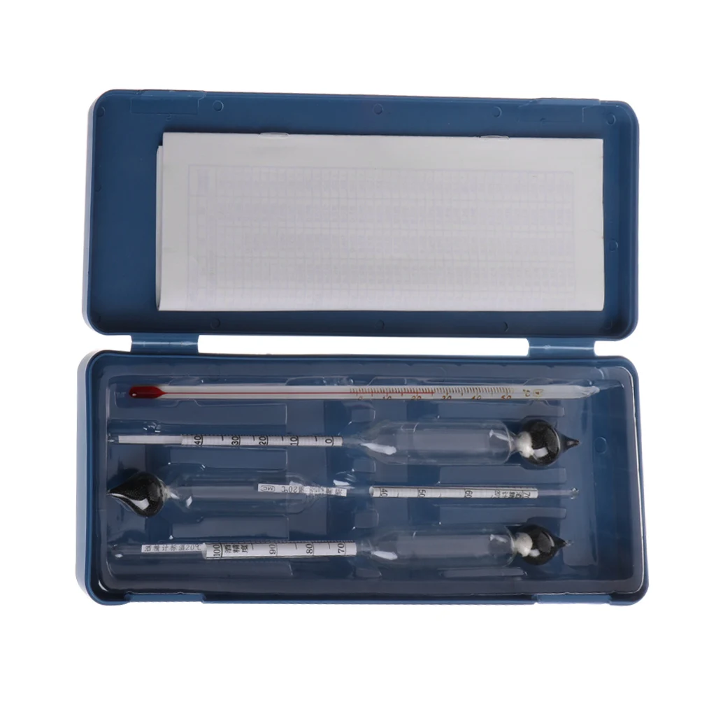 

3 Pcs 0-100% Hydrometer Alcoholmeter Tester Set Alcohol Concentration Meter + Thermometer