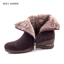 Hot sale 2017 New Winter Sheep Suede Women’s Shoes Wool Fur Plush Winter Boots High Quality Genuine Leather Footwear Ankle Boots