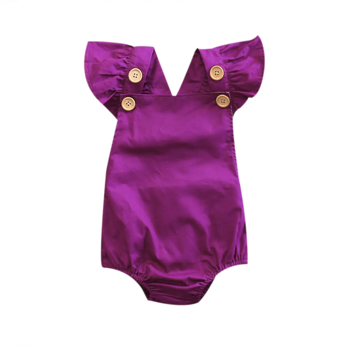 Summer New Cute Infant Kid Baby Girl Purple Bodysuits Jumpsuit Infant