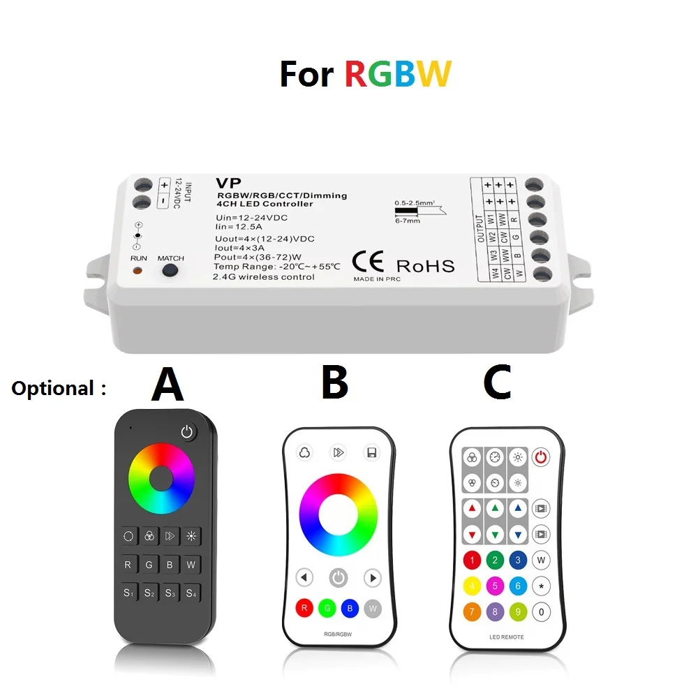 MJJC RGB RGBW контроллер светодиодной ленты RF 12 v 24v 2,4G беспроводной RGBW Пульт дистанционного управления 12 вольт 5 лет гарантии