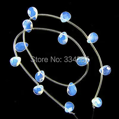 

faceted opal quartz flat teardrop beads 15" strand