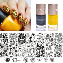 3 шт. набор штампов тюльпан штамповки пластины цветочный узор с цветным штамповкой лак желтый черный для дизайна ногтей шаблон комплект