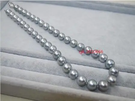 

Hot selling free shipping******AAAAA 17"11-12 mm Natural real round south sea grey pearl necklace 14KGP EARRING