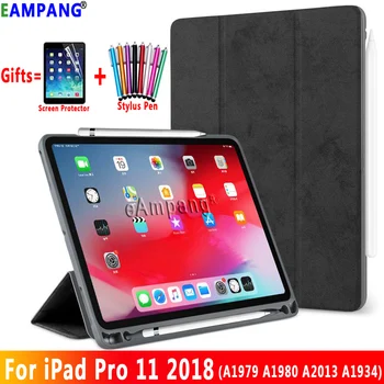 

For Apple iPad Pro 11 Case Cover with Pencil Holder A1979 A1980 A2013 A1934 Magnet Leather Smart Coque Funda + Screen Protector