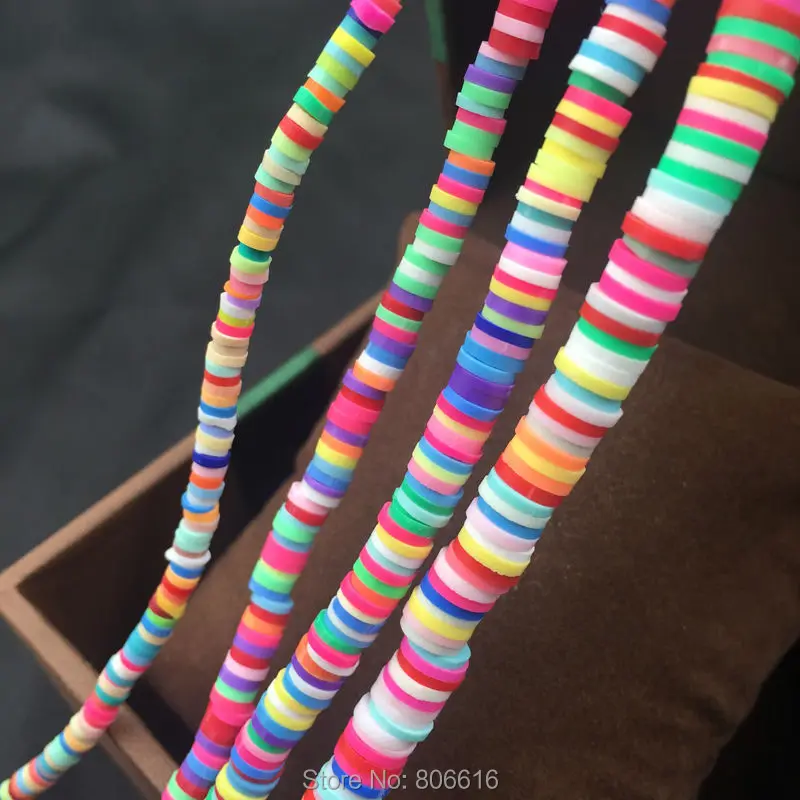 

3MM-6MM 400Pcs/2strands Flat Round Mix Colors Clay Bead Loose Beads Jewelry Beads