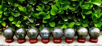

8 NATURAL Labradorite quartz crystal sphere ball healing+stand