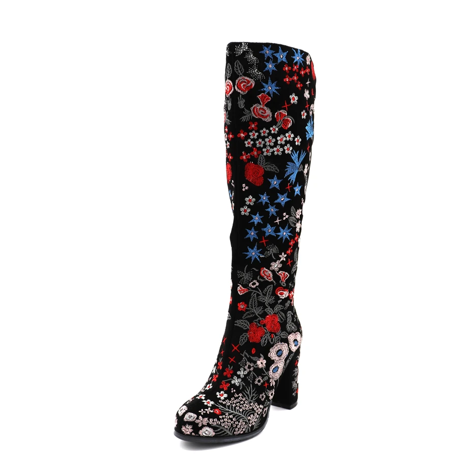 floral knee high boots