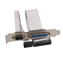 PCI yuvası için başlık seri DB9 Pin COM paralel DB25 Pin LPT kablosu için braket ile paralel LPT yazıcı COM seri Port