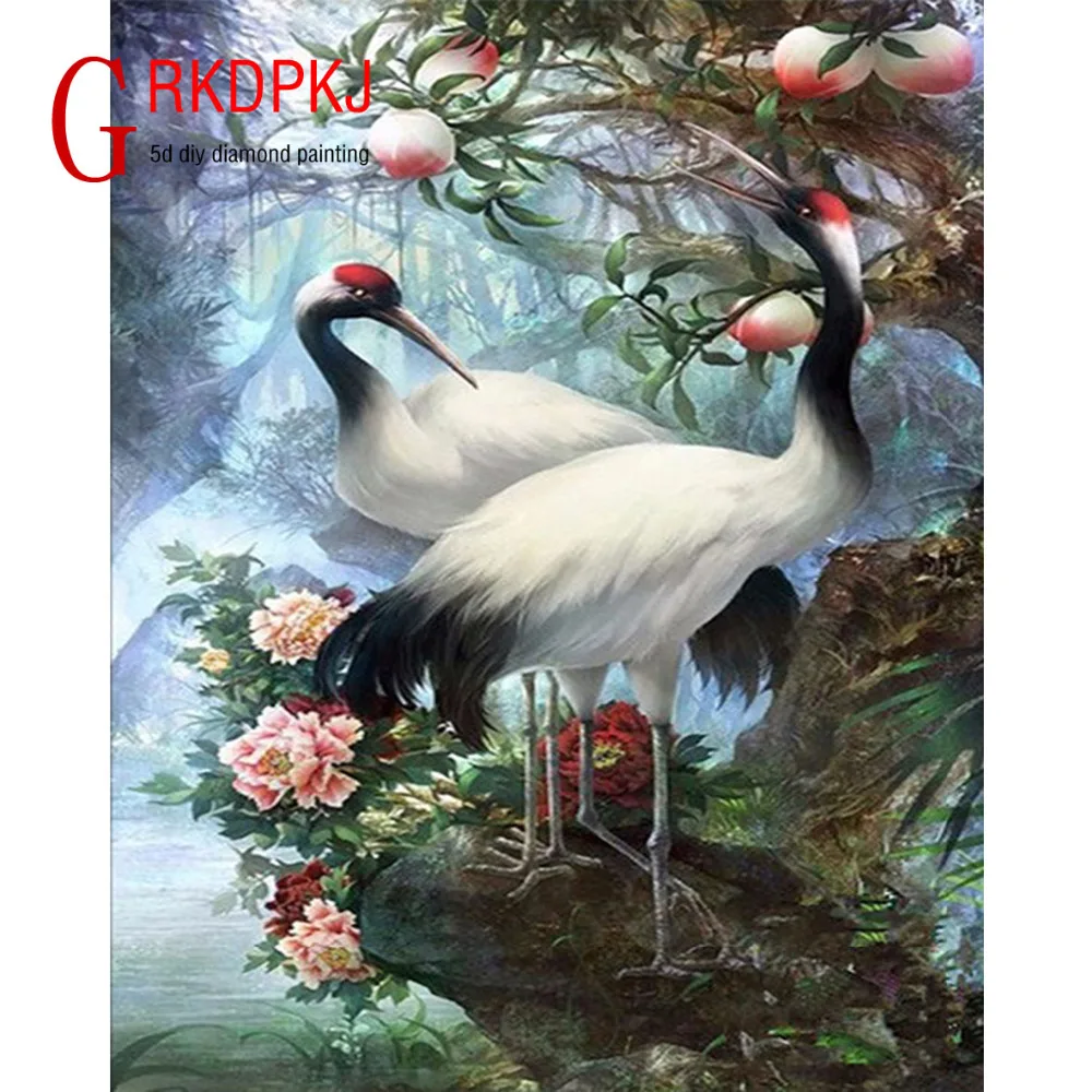 New DIY 5D Diamond Painting Animal Red crowned cranes Cross Stitch Mosaic diamond embroidery Needlework Rhinestone Home decor | Дом и сад