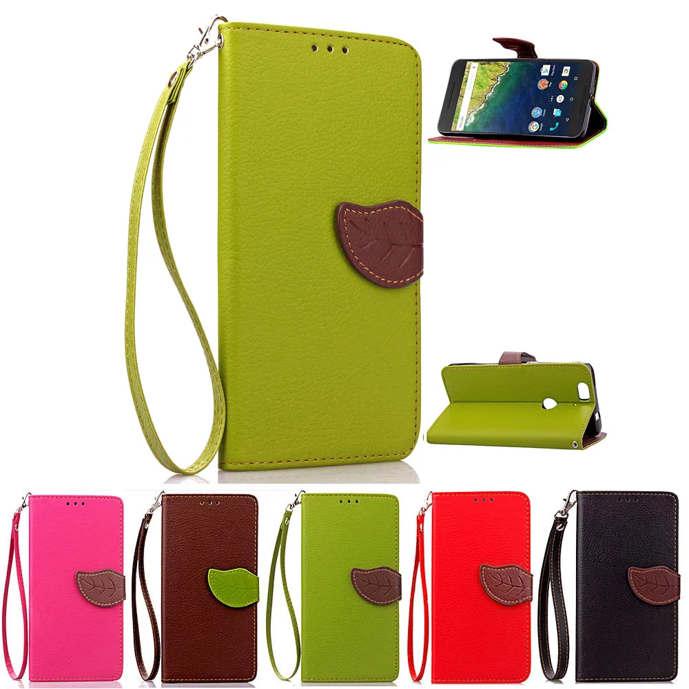 

FQYANG Leaf wallet phone case For Google Nexus 6P 6 5X Magnetic Wallet Flip PU Leather Stand Case For Google pixel 2 pixel XL 2