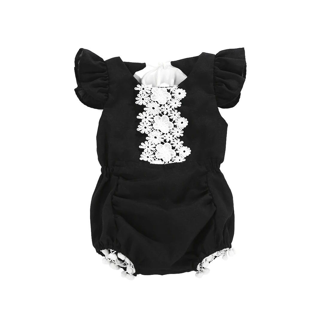 

Cute Toddler Baby Infant Girls Lace Ruffles Tassel Romper Back Hollow-Out Playsuit Outfits Clothes