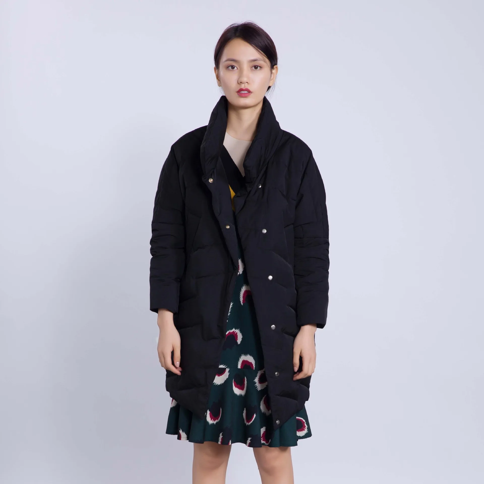 2018 Vers Service De À noir Beige Mode Style Le Porter Géométrique Et Ceciliayu Manteau Nouveau Bas Vêtement Facile Japonais D'hiver Automne Femmes SxaKwd