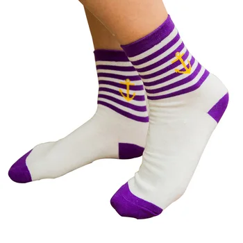 

5 pairs women socks 2017 new Cotton stripe color Fashion sea military style brand womens socks for girls socks