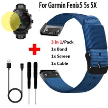 26 22 20 мм силиконовый ремешок для Garmin Fenix 5X5 5S ремешок Quick Release ремешок для экрана пленка для Garmin Fenix USB Кабель зарядного устройства