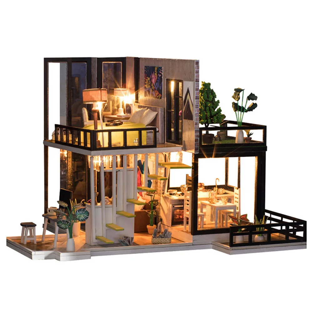 Миниатюрный Кукольный домик ручной DIY Kit мебели деревянный дом романтический дом YH-17