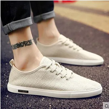 

2019 New Canvas Shoes Men High Quality Casual Men Shoes Breathable Lace-Up Espadrilles Men Footwear Zapatos Hombre B4-44