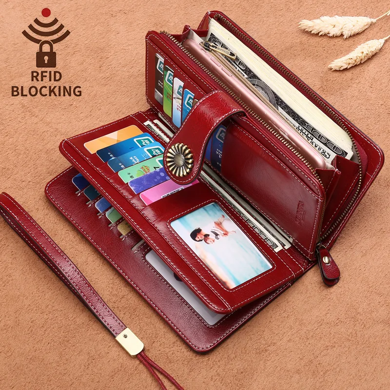 

2019 Genuine Cow Leather Women Wallet Long Purse Female Luxury Vintage Business Women Handbag hollow out Genuine Leather clutch