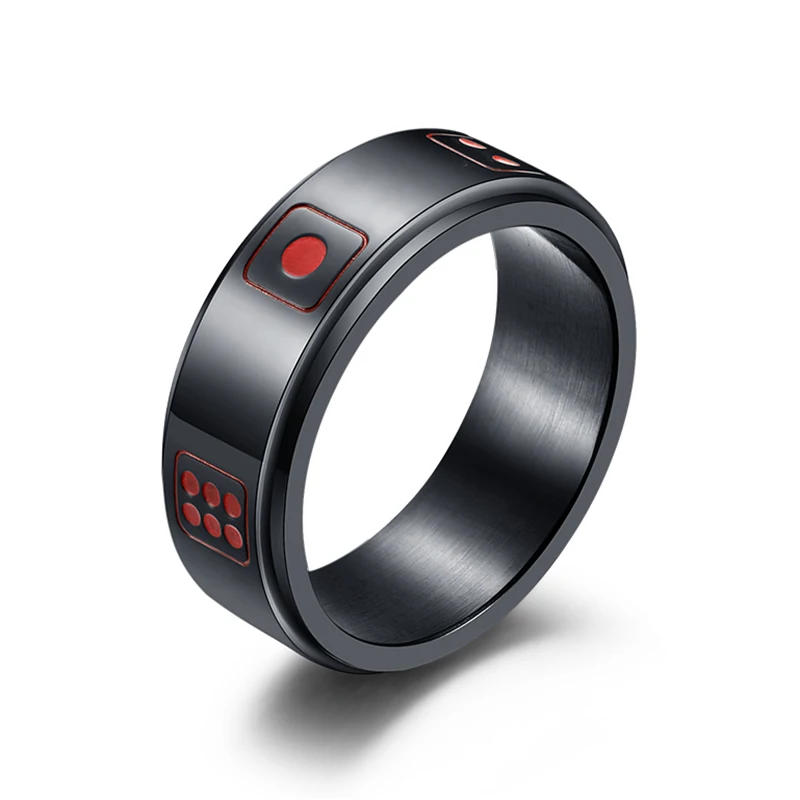 

Lucky Dice Rings for Men Women Stainless Steel Black Silver Gold Color Rotable Spinner Punk Titanium Ring
