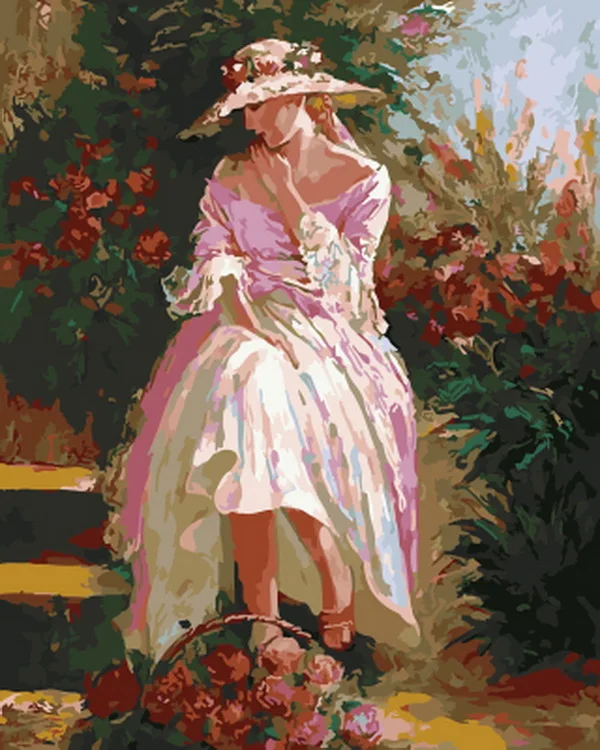 

Frameless diy picture oil painting by numbers wall decor painting on canvas for home decor 4050 pick-up flower