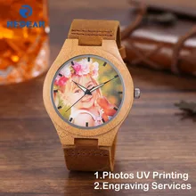 Creative Gift Wood Watch Men Women Lovers Photos UV Printing on Wooden Watch OEM Customized Gift