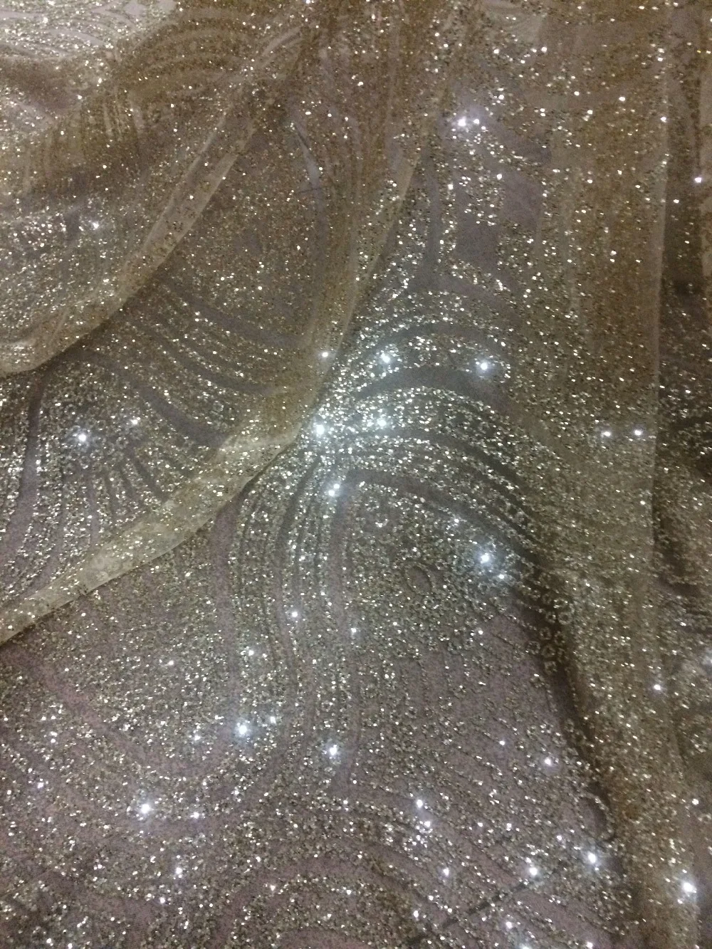 

Top selling glued glitter sparkle african india mesh tulle fabric L-151 with shinny glitter for wedding/evening dress