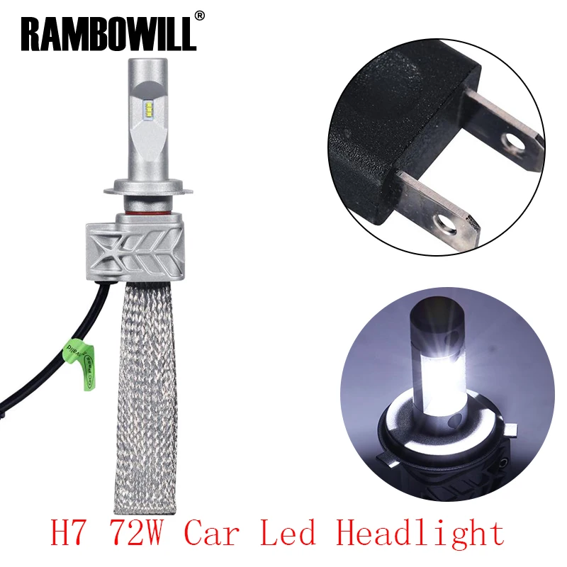 

Rambowill 2x H7 Led Car Headlight Cree Csp Chips 72W 8000Lm Front Headlamp Led Driving Light For Audi/BMW/PORSCHE/TOYOTA/VOLVO
